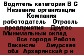 Водитель категории В.С › Название организации ­ Компания-работодатель › Отрасль предприятия ­ Другое › Минимальный оклад ­ 25 000 - Все города Работа » Вакансии   . Амурская обл.,Архаринский р-н